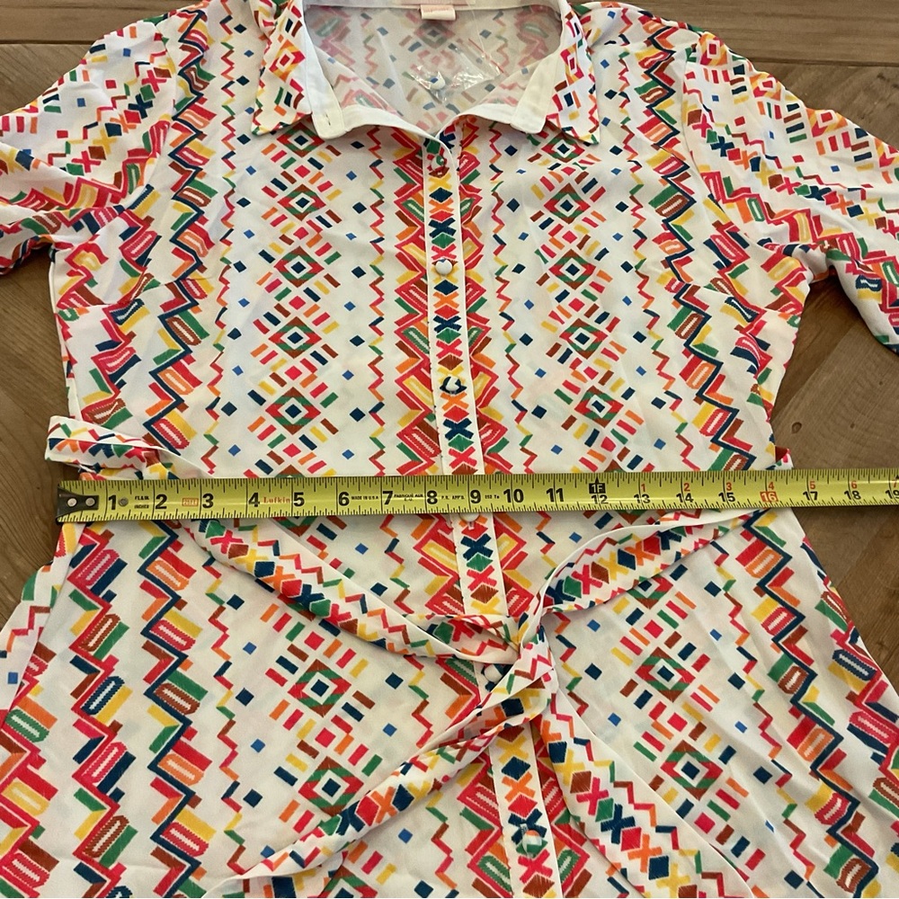 Flying Tomato Multicolor Geometric Print Long Sleeve Dress - Picture 8 of 8